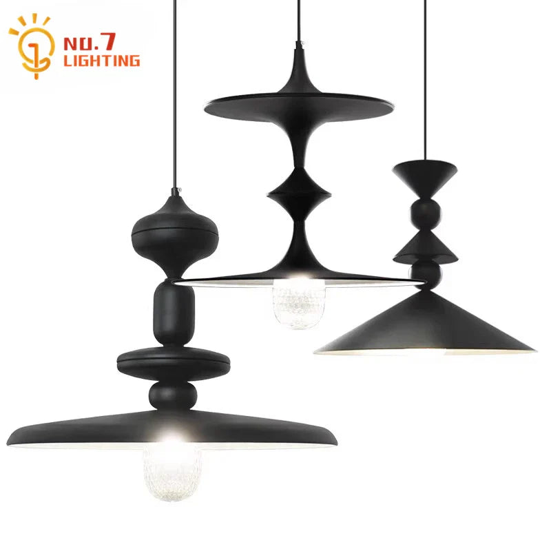 Afralia™ Black Gyroscope Pendant Lights LED G9 Crystal Iron Art Minimalist Luxury