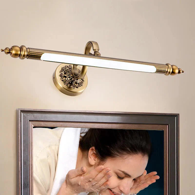 Afralia™ Antique Golden Europe Bronze Mirror Lamp LED 8W 51cm Bedroom Wall Light