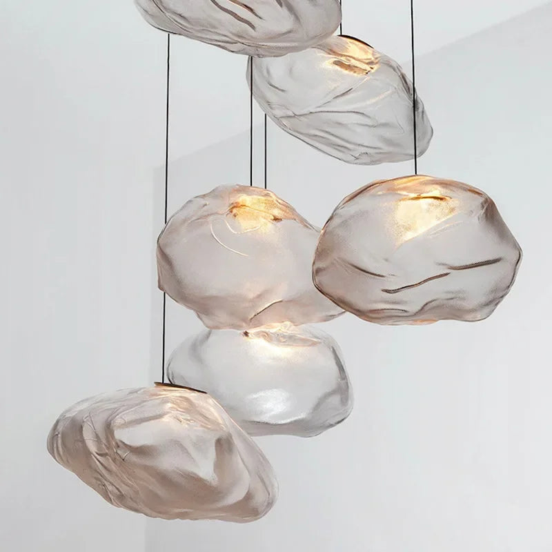 Afralia™ Pebble Glass LED Chandelier: Nordic Luxury Pendant Lamp for Home Decor & Lighting