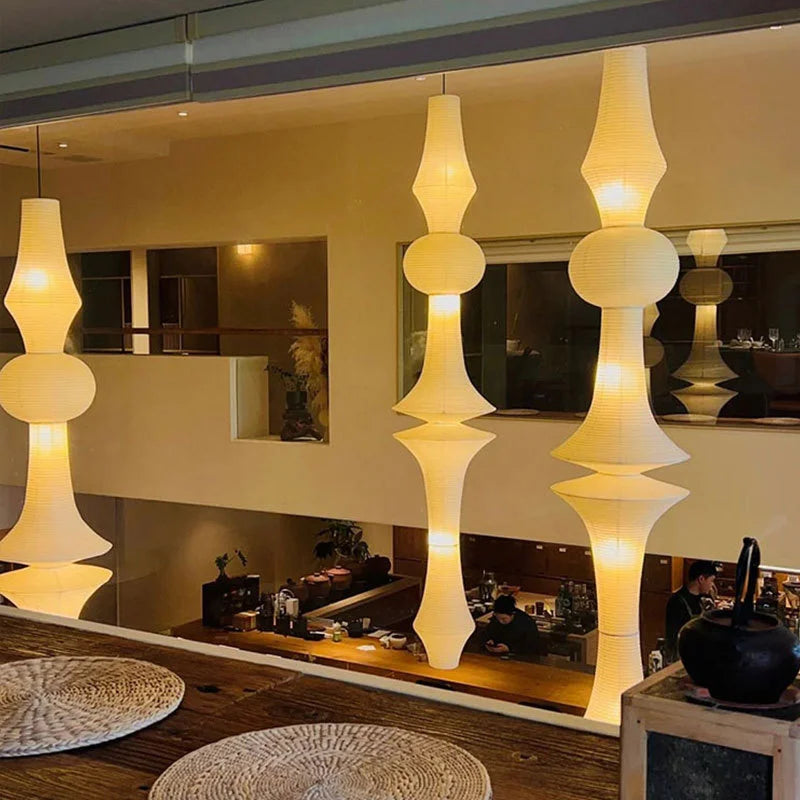 Akari Paper Pendant Lamp by Afralia™ - Noguchi Style Chandelier for Living Room & Bedroom