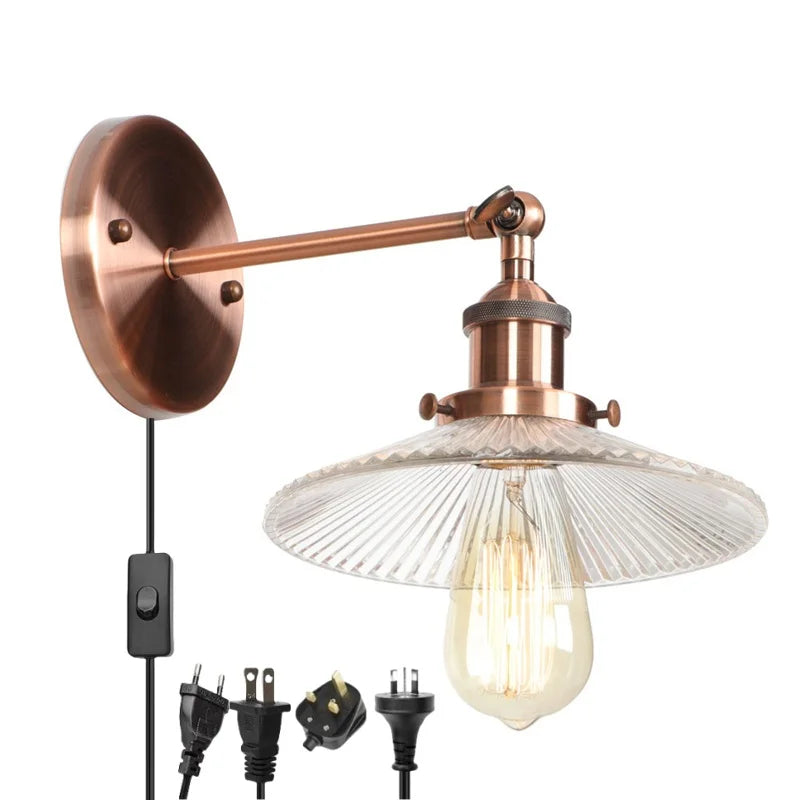 Afralia™ Industrial Loft LED Wall Lights for Bedroom, Plug In Stairs Lamp