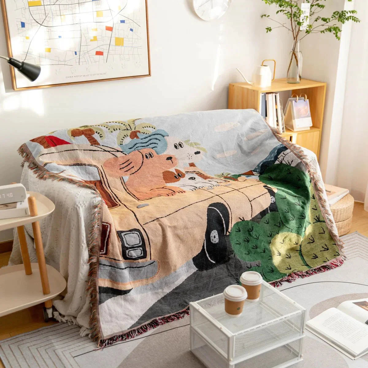 Afralia™ Knitted Tapestry Sofa Blanket - Light Luxury Decorative Blanket for Living Room, Nap Bedspread, Picnic, Camping Mat