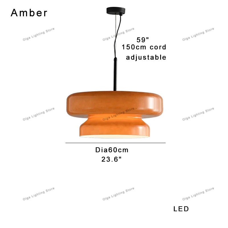 Afralia™ Amber Glass Ceiling Pendant Lights for Kitchen Island Dining Table Decoration