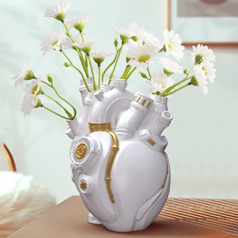 Afralia™ Heart Cardiac Vase Resin Desktop Decoration Ornaments