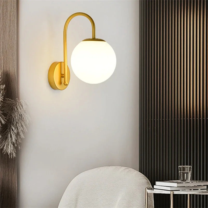 Afralia™ Glass Ball LED Wall Sconce for Bedroom Living Room, Nordic Style Wall Lighting Fixtures