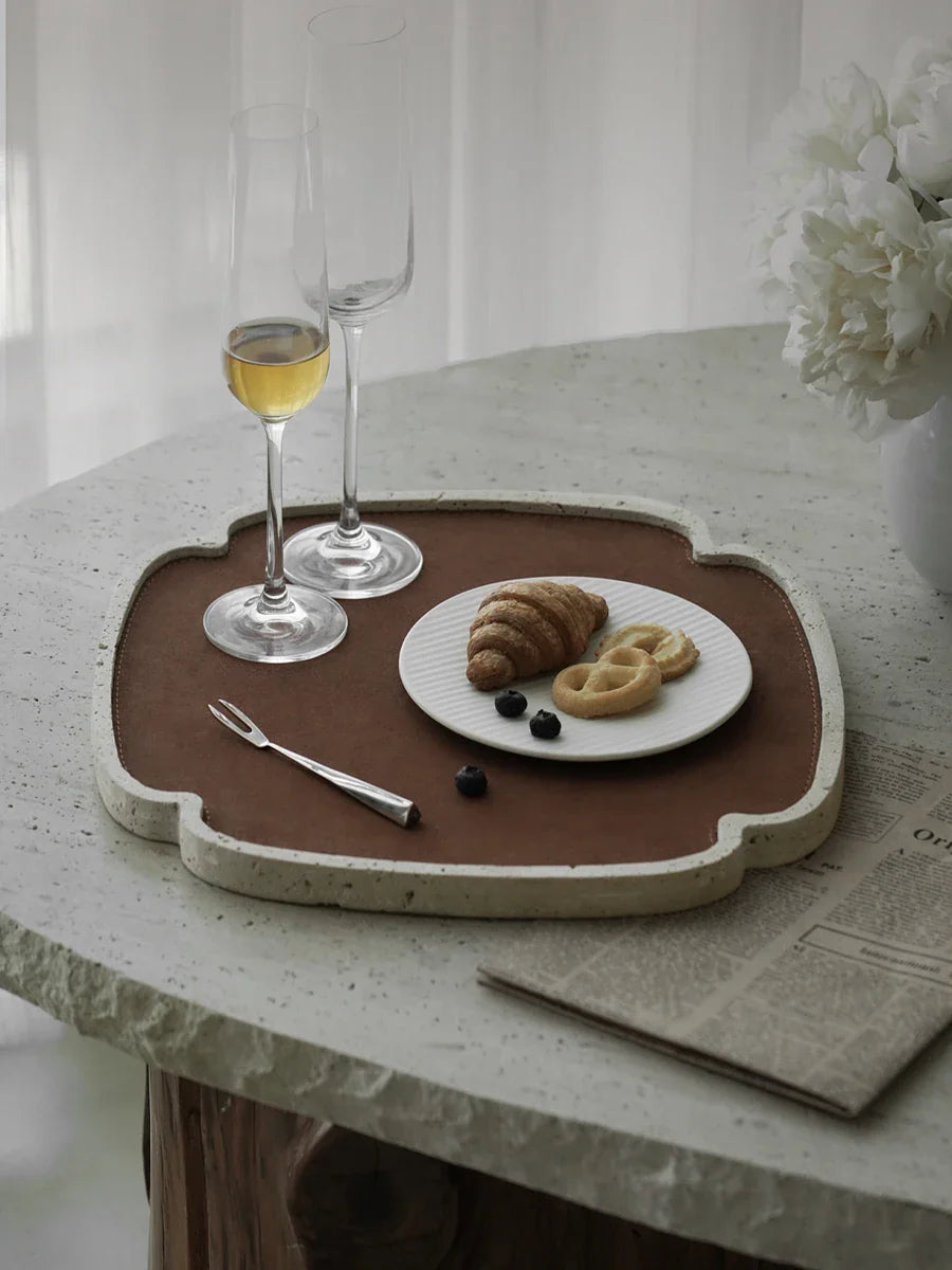Afralia™ Travertine Decorative Tray - Versatile Jewelry & Coffee Table Home Decor