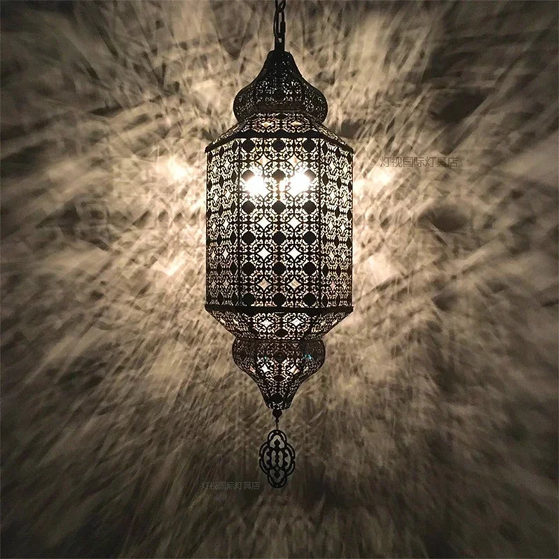 Afralia™ Moroccan Pendant Light LED E27 Vintage Industrial Metal Hanging Lamp
