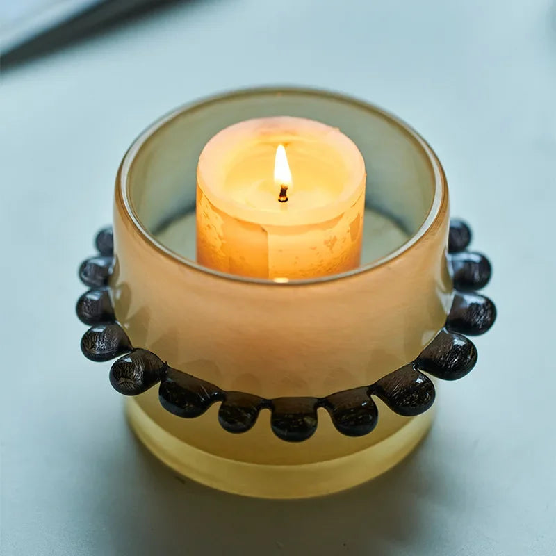 Afralia™ Glass Cylinder Vase with Colored Lace - Multi-purpose Desktop Storage & Decor Piece