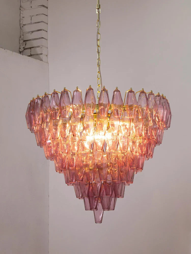 Afralia™ Amber Glass LED Ceiling Chandelier for Villa Living Room