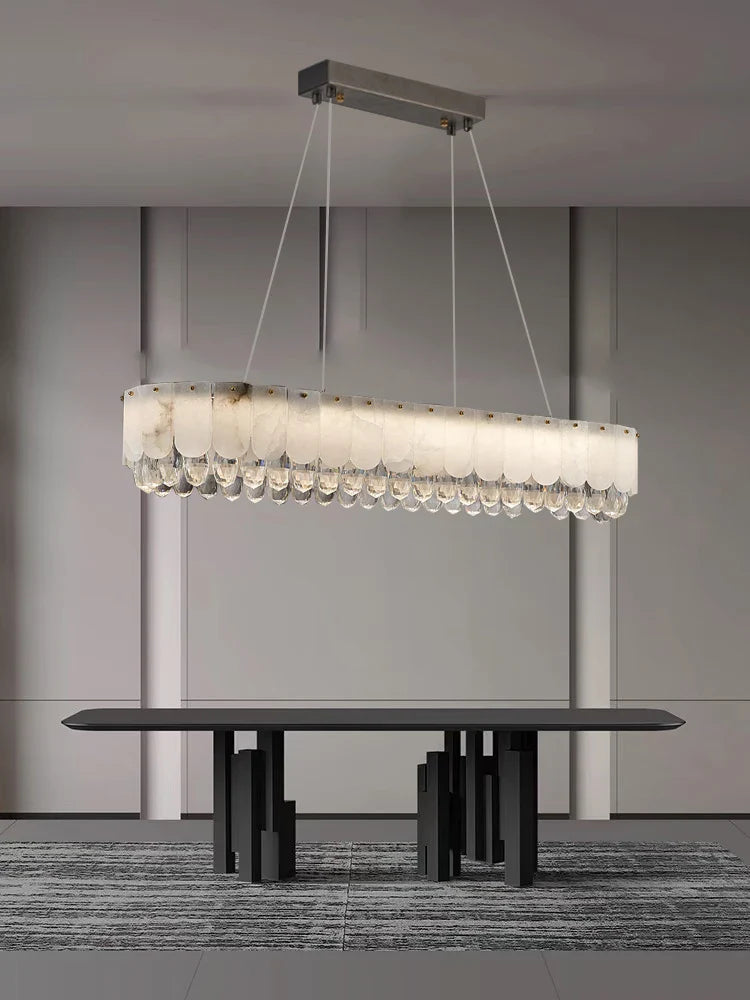 Afralia™ Crystal Marble Ceiling Chandelier LED Hanging Lamps for Dining Room