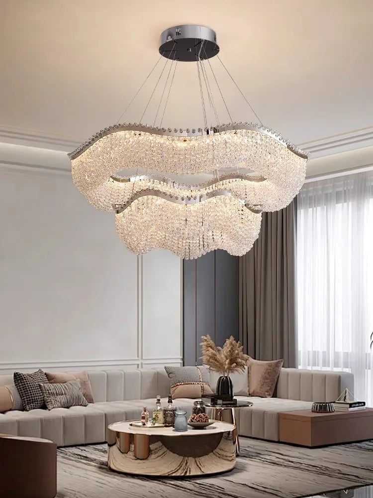 Afralia™ Crystal Bead Chandelier LED Lights for Modern Luxury Home Decor & Bedroom
