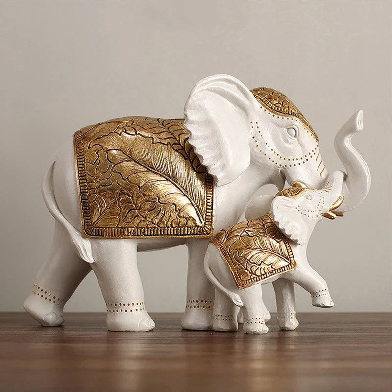 Afralia™ Elephant Sculpture Figurine for Shelf, Desk, Home Decor - Resin Statue Housewarming Gift