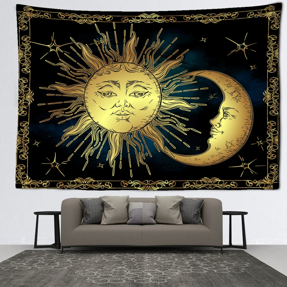 Afralia™ Sun Moon Tarot Tapestry: Mystical Abstract Art for Home Decor