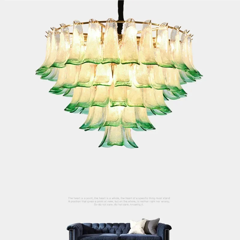 Afralia™ Luxury Green Glass Pendant Lights Metal Round Luminaria Fixture