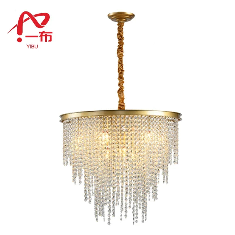 Afralia™ Modern Black Gold Chandelier with Crystal Lampshade & LED Lighting Fixtures