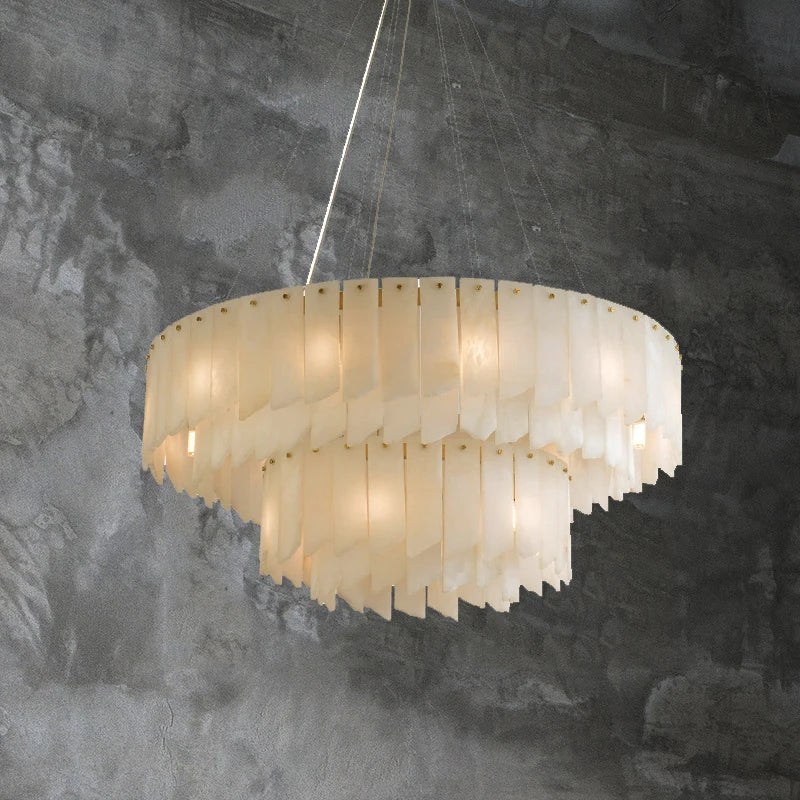 Afralia™ LED Gold Spanish Lucite Chandelier for Luxe Living Room Ceiling Decor