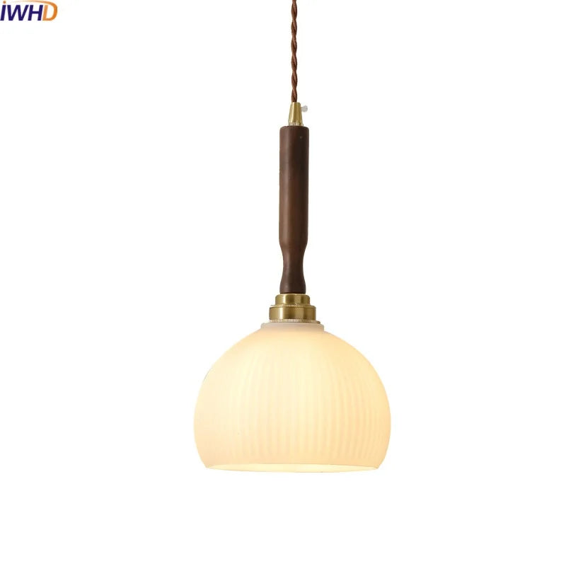 Afralia™ Glass Walnut Chandelier LED Pendant Light for Home Decor & Dining Room