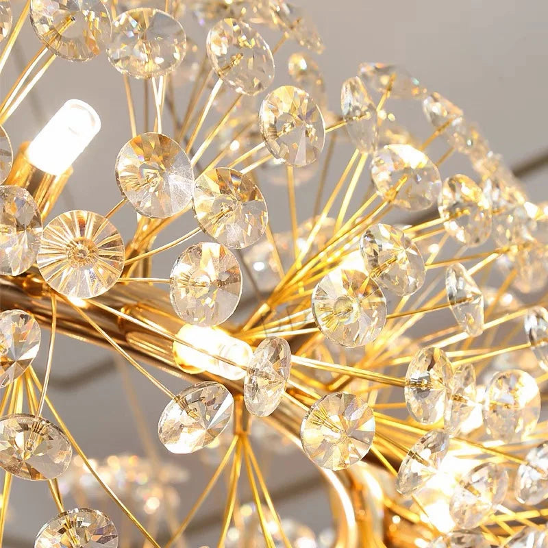 Afralia™ Gold Crystal Chandelier: Luxury LED Hanging Lamp for Living and Dining Room