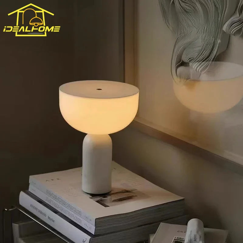 Afralia™ Marble Table Lamp Touch Switch USB Charging Desk Light Medieval Cream
