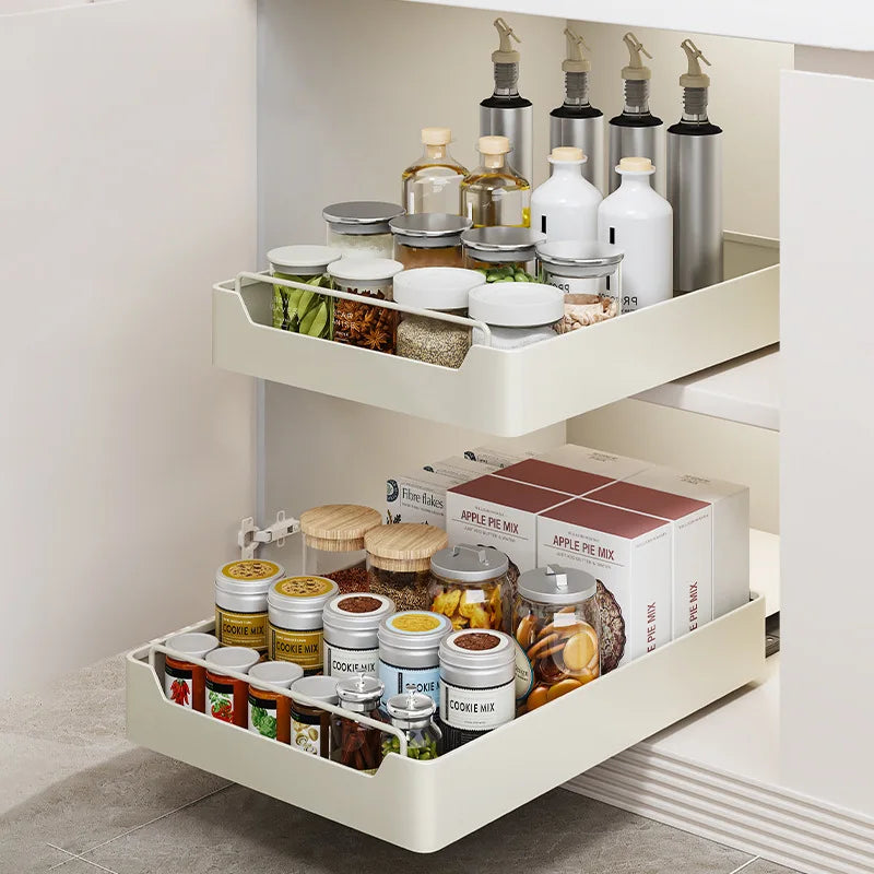 Afralia™ Kitchen Organizer Rack for Cabinets Storage and Tableware - Slide Dish Rack