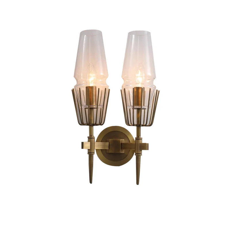 Afralia™ Dimmable Crystal Glass Brass Wall Light for Bedroom and Bath