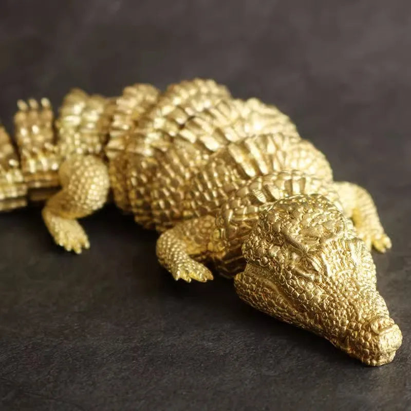 Afralia™ Brass Crocodile Sculpture: Articular Mobility Home Decor Accessory