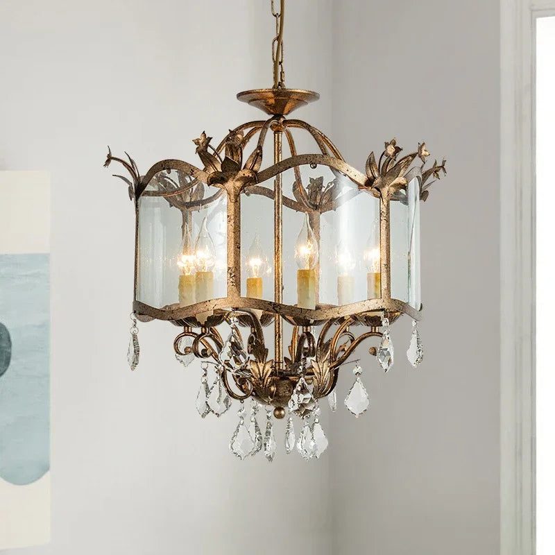Afralia™ French Candle Crystal Chandelier: Retro Style LED Pendant Lighting for Dining & Living Room