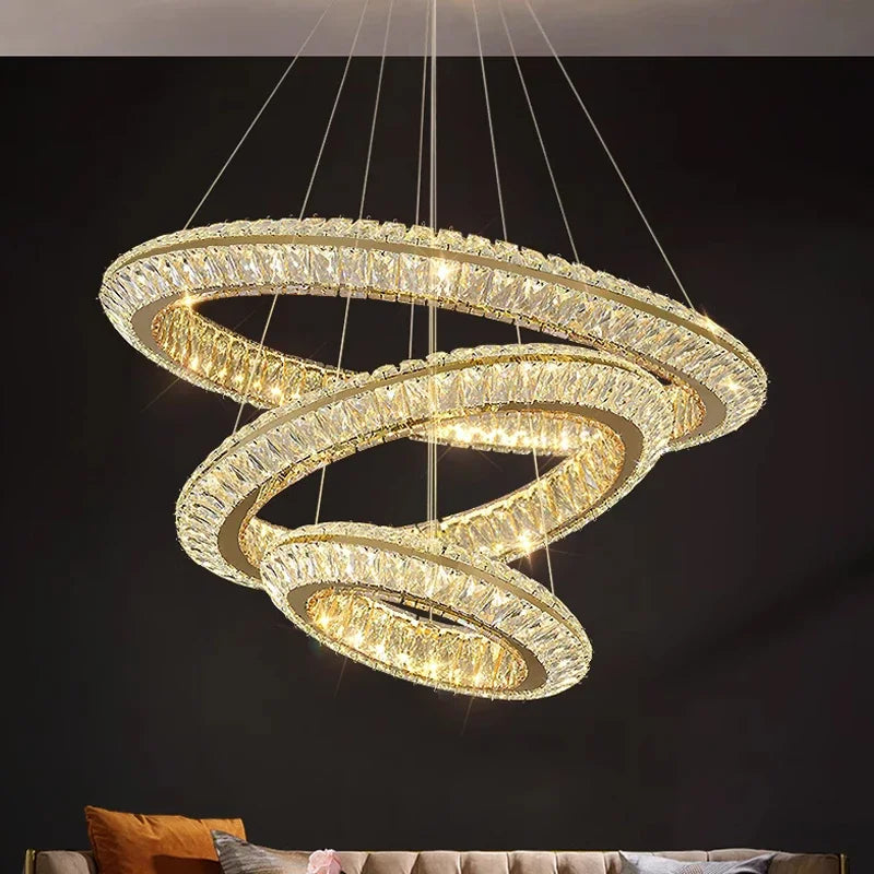 Afralia™ Modern Crystal Chandelier LED Pendant Lamp for Elegant Home Decor