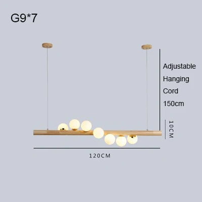 Afralia™ Burly Wood Walnut Glass Pendant Light for Living Room Bar Foyer
