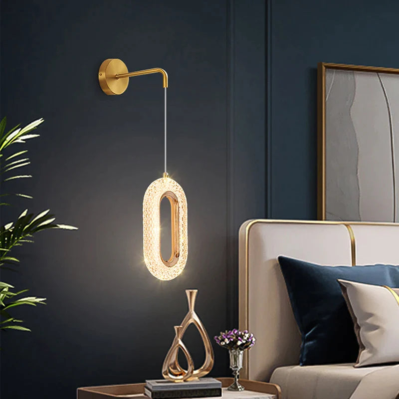 Afralia™ Nordic Gold Luxury Bedside Wall Lamp Modern Creative Chandelier Fixtures