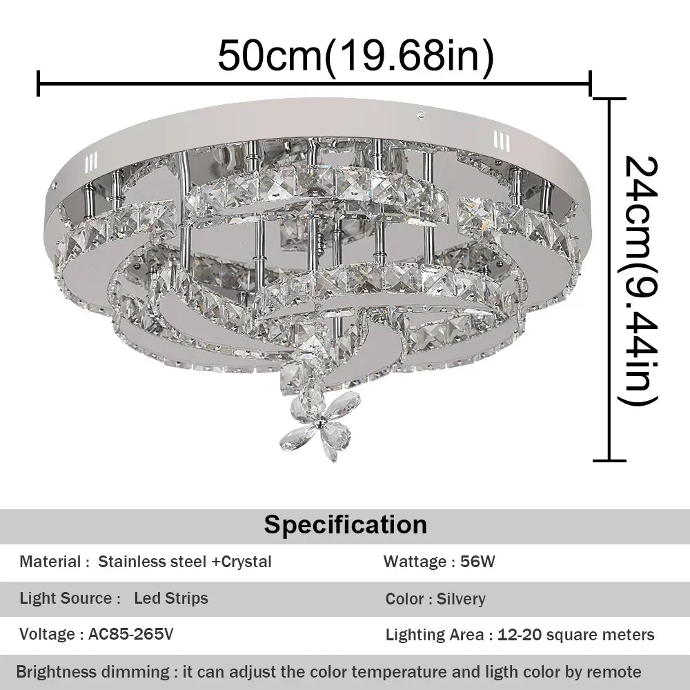 Afralia™ Luxury Crystal LED Chandelier Ceiling Lamp for Living & Dining Room