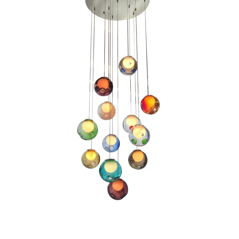Afralia™ Red Glass Pendant Chandelier Sputnik Lighting Fixture for Modern Boho Decor