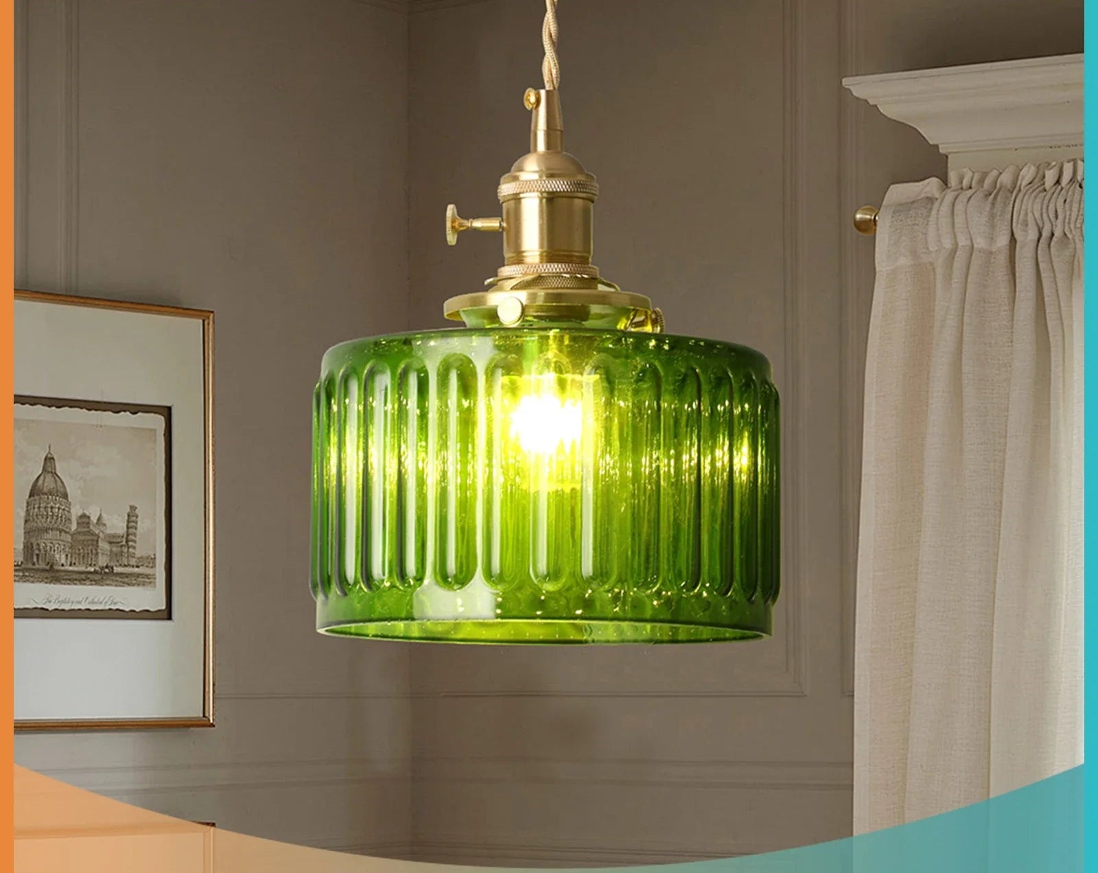 Afralia™ Green Pendant Chandelier Lighting for Living Dining Kitchen Island Home Decor