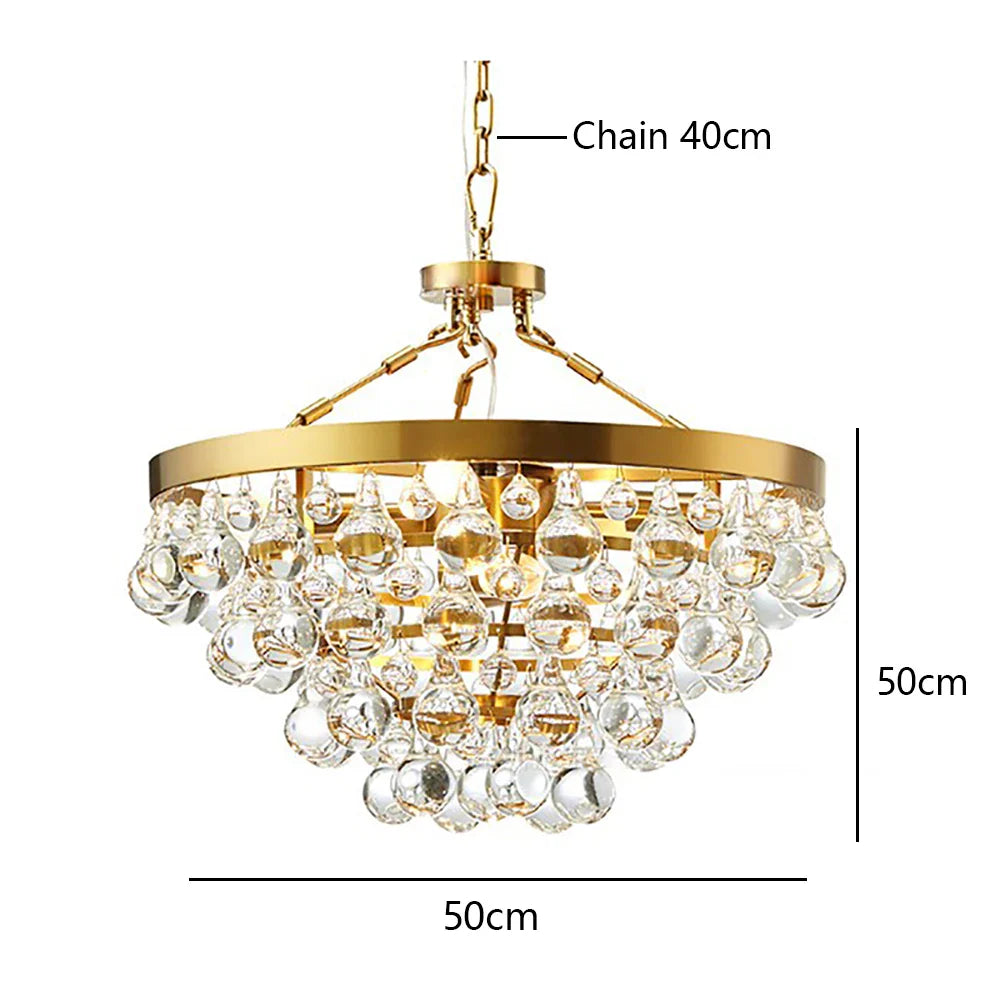 Afralia™ Crystal Bead Ceiling Pendant Lights - Retro Luxury Gold Home Decor Lighting