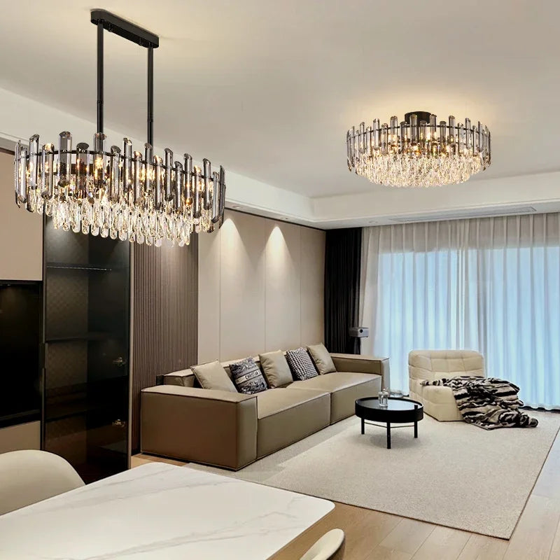 Afralia™ Gold Crystal Ceiling Chandelier: Luxury Modern LED Pendant for Home Décor