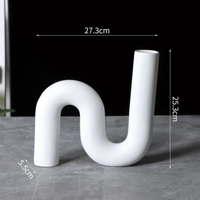 Afralia™ Twisted Pipeline Ceramic Sculpture Desk Decoration Statement Piece