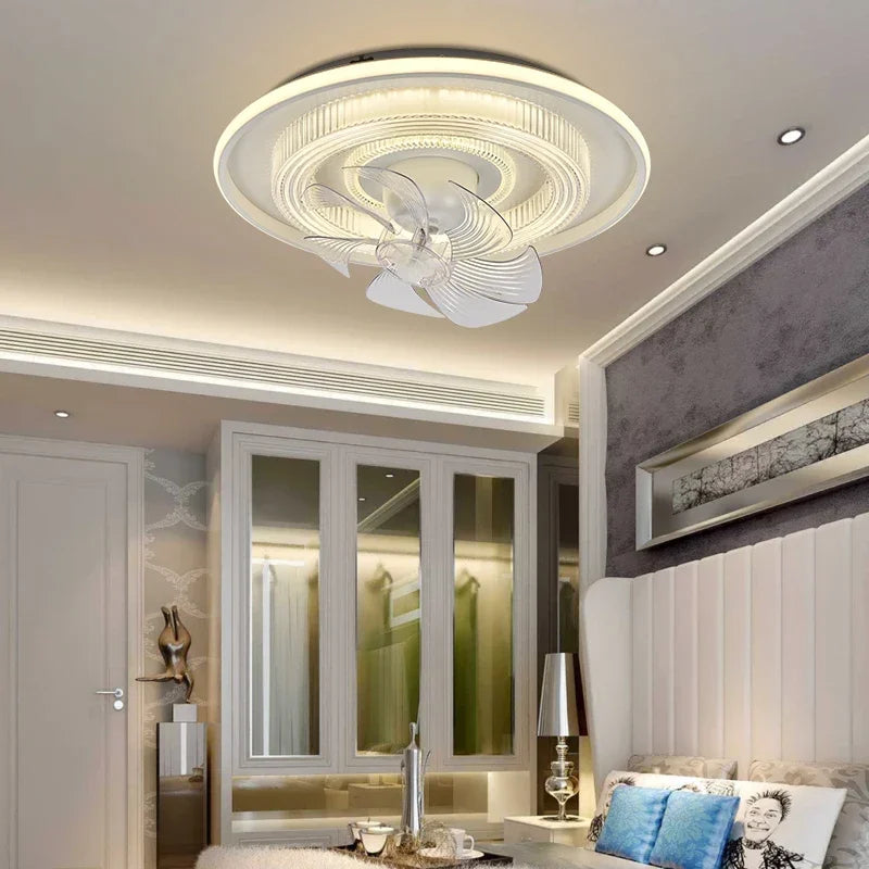 Afralia™ Dimmable LED Fan Lights Ceiling Lamp with Remote Control for Bedroom Living Room
