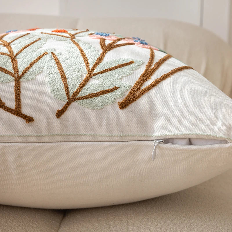 Afralia™ Floral Embroidery Soft Pillowcase - 18x18inch