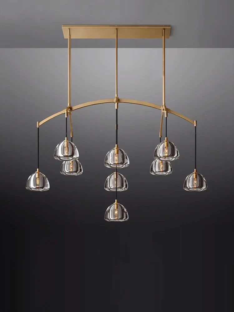 Afralia™ Copper Crystal Brass Ceiling Chandelier Lighting for Dinning Room