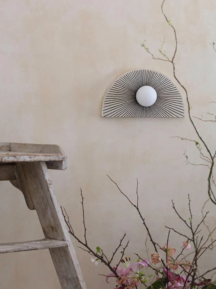 Afralia™ Vintage Fan-Shaped Wall Lamp for Japanese Homestay Bedroom Decor