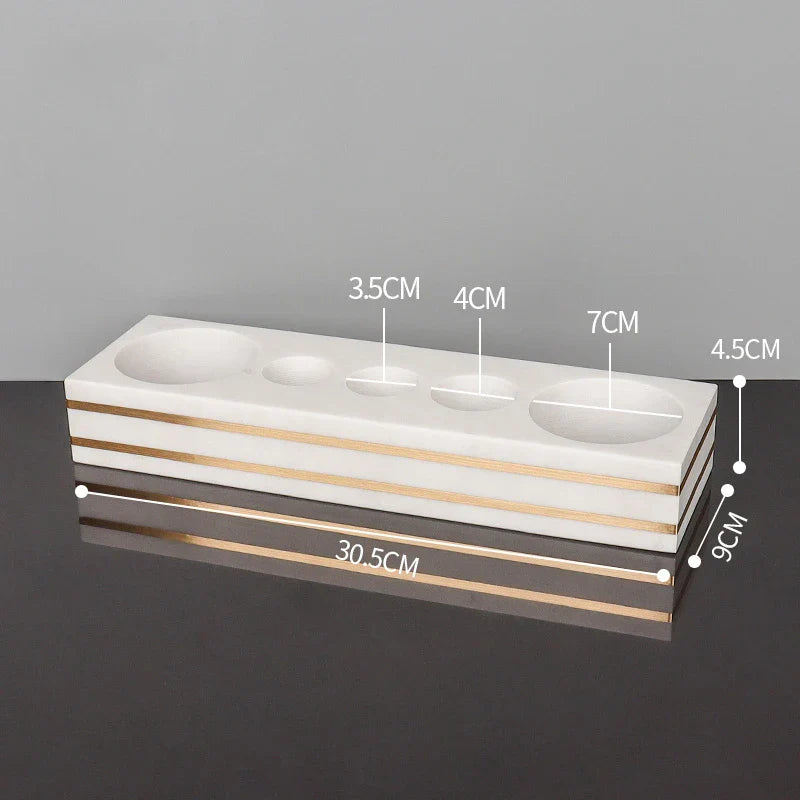 Afralia™ Volakos White Marble Bathroom Set with Golden Accents