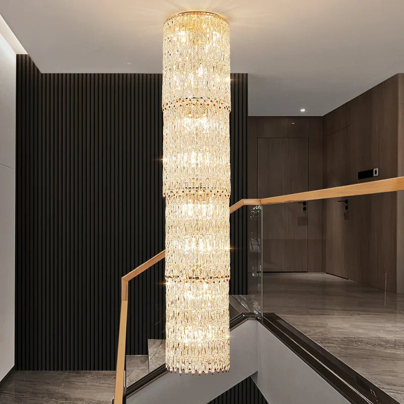 Afralia™ Sky High Crystal Chandelier Pendant Light Living Room Villa Main Light