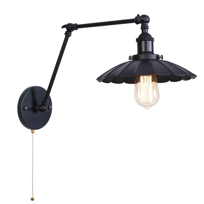 Afralia™ Vintage Loft LED Wall Lights with Pull Chain Switch for Bathroom Mirror, Stair, Living Room