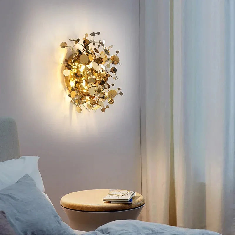 Afralia™ Stainless Steel Leaves LED Wall Lamp for Modern Nordic Indoor Decor