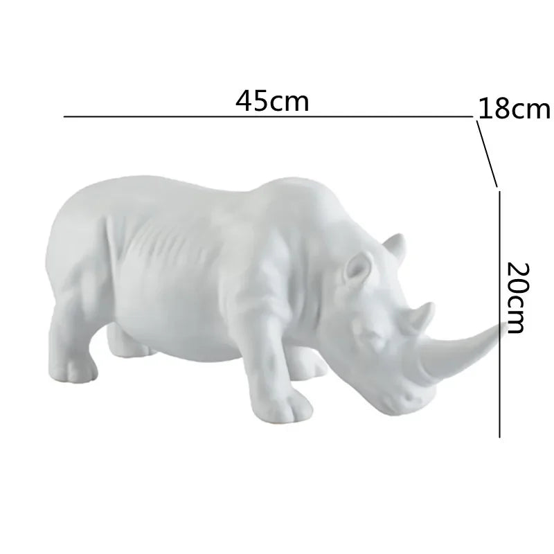 Afralia™ White Rhino Ceramic Animal Sculpture Home Decor Accent