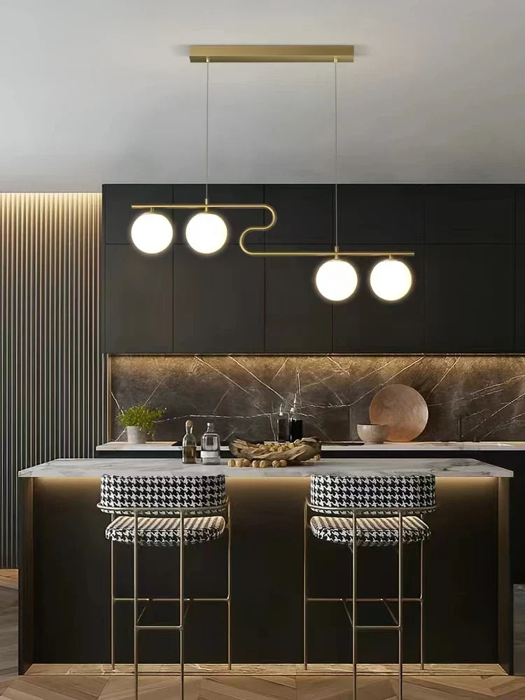 Afralia™ Glass Ball LED Chandeliers for Home Dining Kitchen Office Decor Lighting