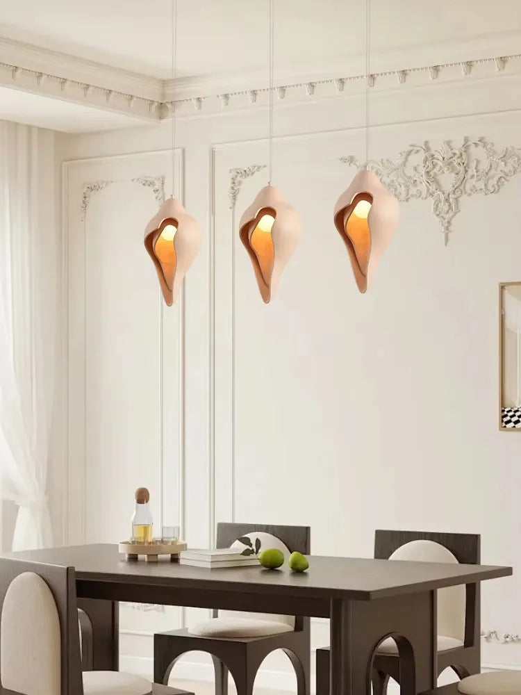 Afralia™ Gypsum Pendant Lamp Conch Design Wabi Sabi Style for Living Room or Bedroom