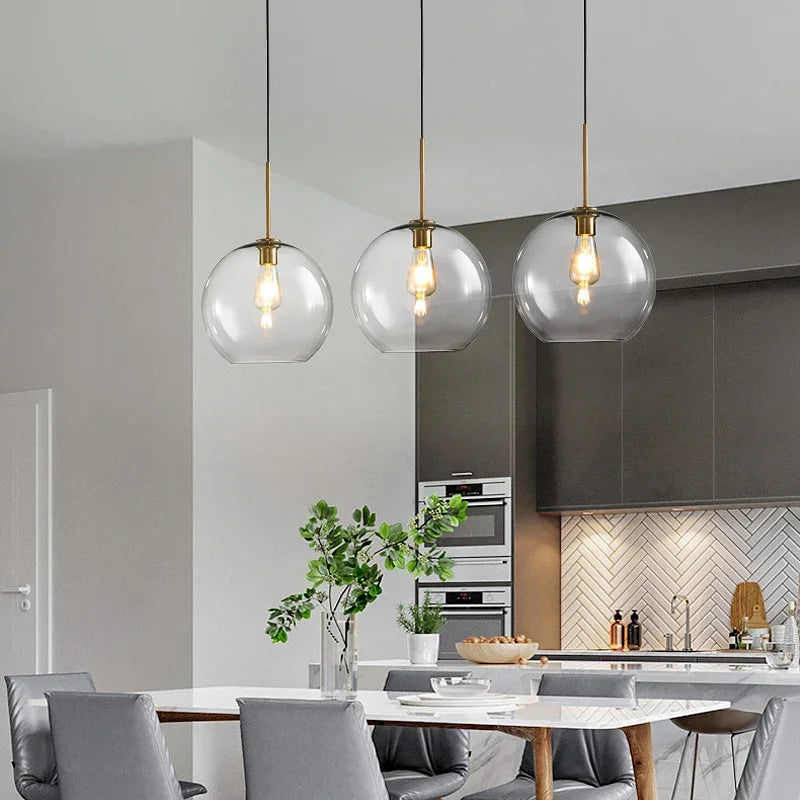 Afralia™ Industrial Loft Glass Pendant Light for Kitchen Restaurant Decor