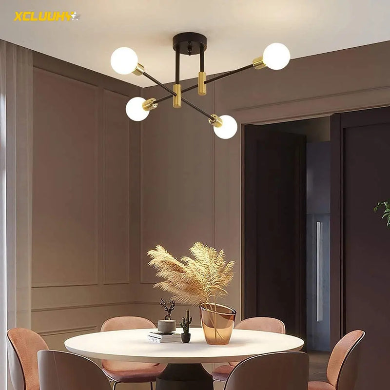 Afralia™ Sputnik Ceiling Lights: Modern Semi Flush Mount LED for Bedroom, Living Room