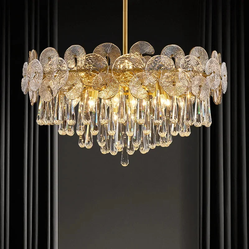 Afralia™ Lotus Crystal Chandelier: Modern Luxury Lighting for Home, Restaurant, Hotel